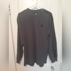 Adidas long sleeve thermal shirt, charcoal gray w/ black stripes..men's large